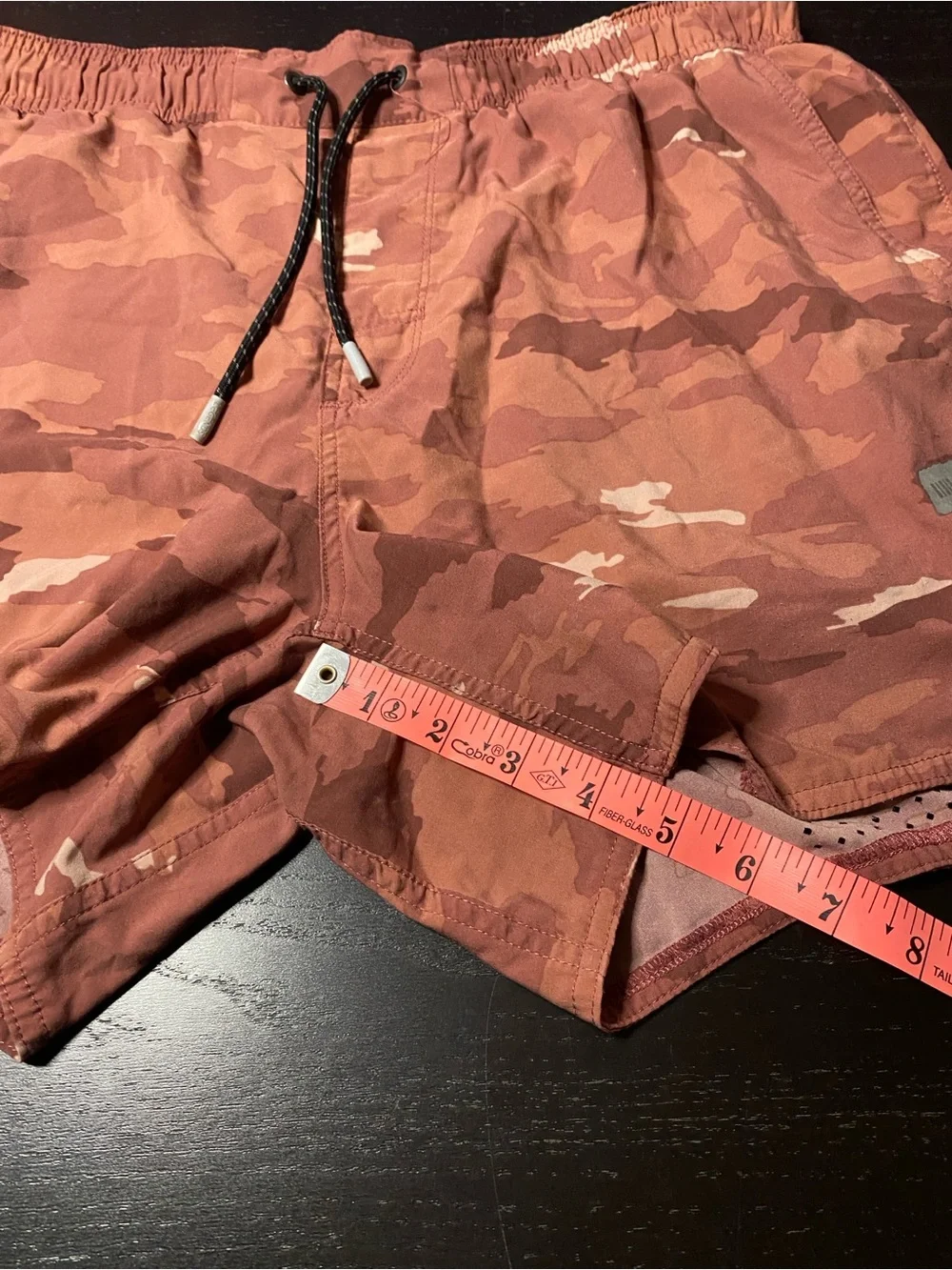 Men's Rust Camo Athletic Shorts with Drawstring - Picture 6 of 8